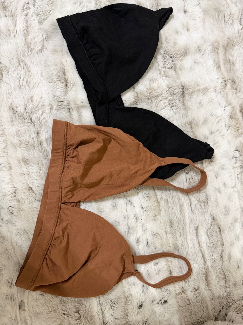 PINK Victoria's Secret Black and Brown Wire-Free Bralettes